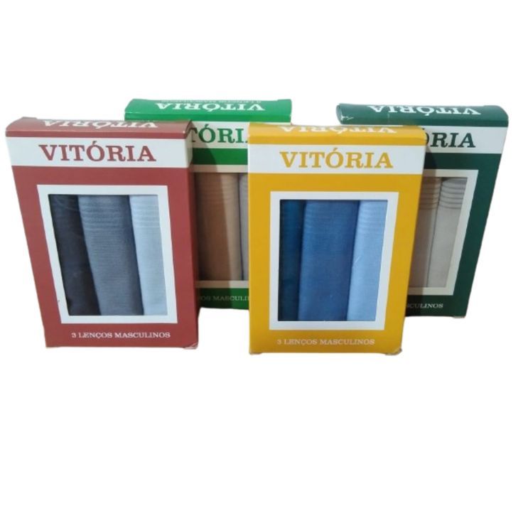 Presente Masculino – 3 - 6 ou 9 Lenços de Bolso Caixa Vitória Brancos e Coloridos Presente Masculino – 3 - 6 ou 9 Lenços de Bolso Caixa Vitória Brancos e Coloridos