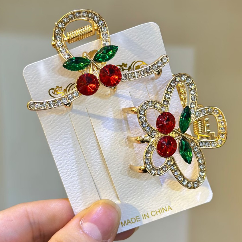 Presilhas Médio com Cristais de Cereja - Acessório Delicado e Charmoso para Cabelos e Franja