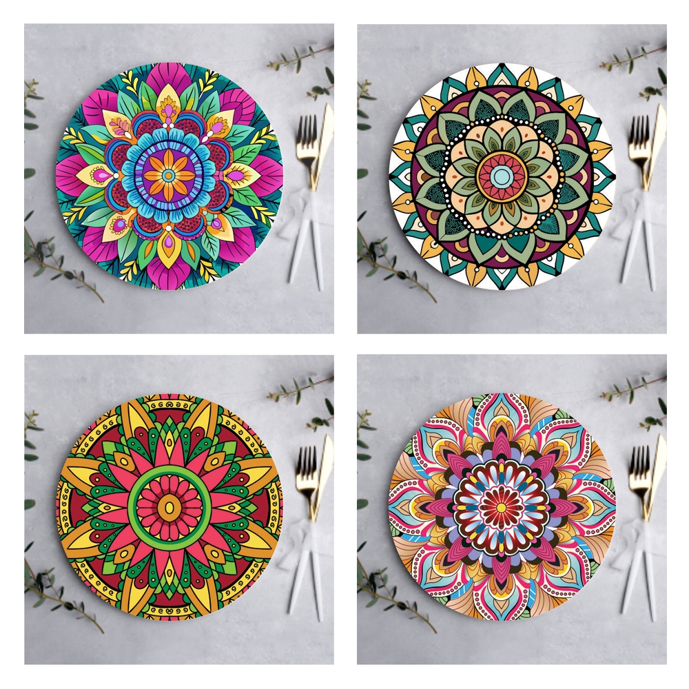 Capa De Sousplat 35cm Para Decoração Mesa Cores Vivas - Jogo Americano Mandala.