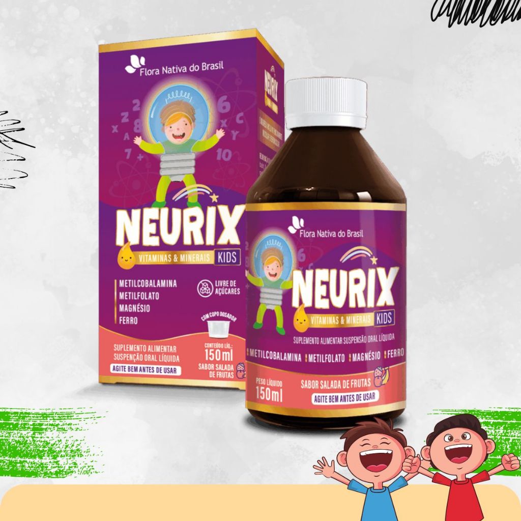 Neurix Flora Nativa – Suplemento Infantil com Ferro, B12, Magnésio, Ácido Fólico | Sabor Salada 150ML