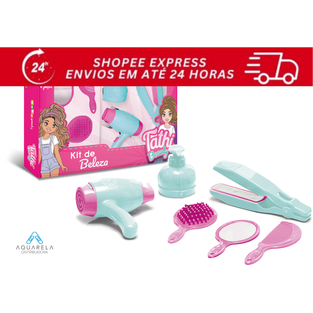 Kit Thati Beauty 6 Peças – Secador, Chapinha, Pente e Acessórios para Meninas