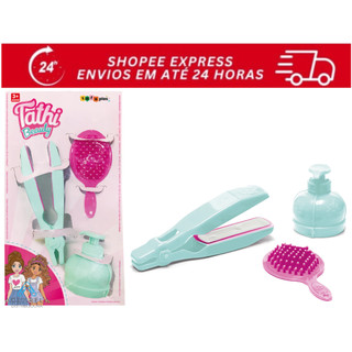 Kit Thati Beauty com Chapinha, Escova e Saboneteira – Brinquedo de Beleza Infantil 3 Peças