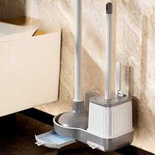 Kit Limpeza De Banheiro Com Escovas Desentupidor Com Suporte Para Parede Prático Moderno - Envio Imediato!