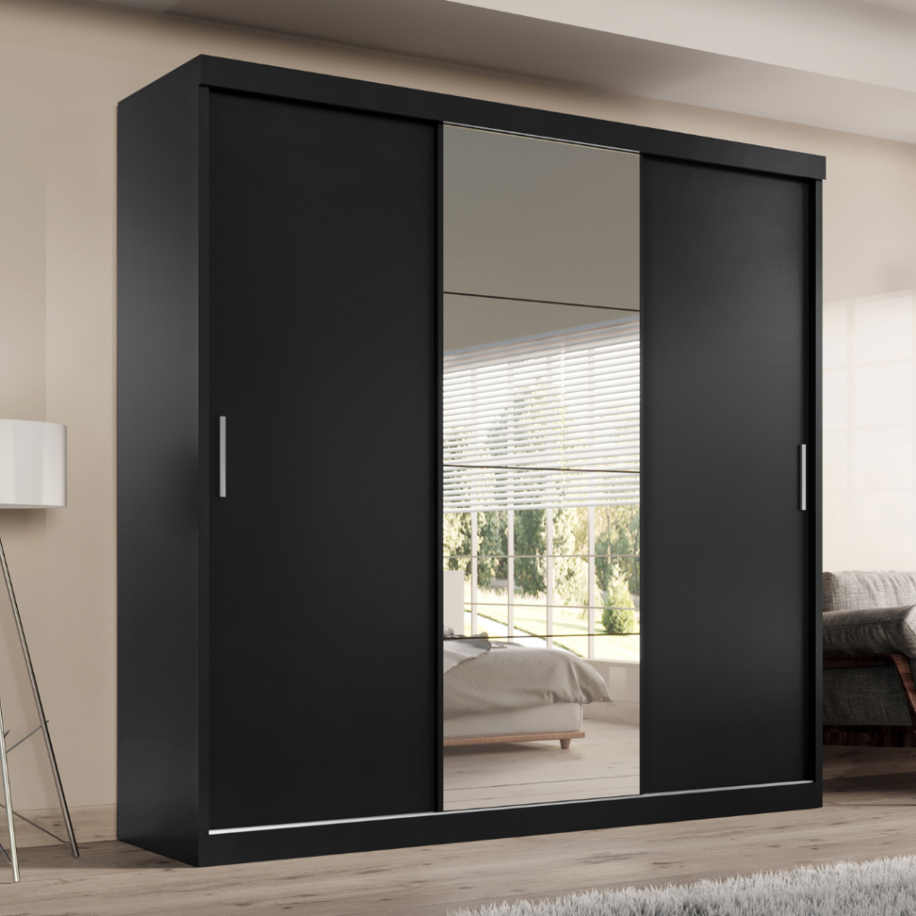 Guarda Roupa Casal Paris 3 Portas de correr com espelho em Oferta na Shopee