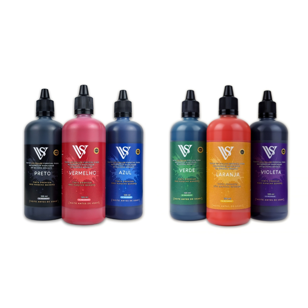 Kit 3 Tintas Premium para Marcador de Quadro Branco Board Master Pilot 120ml - Não Mancha Quadro