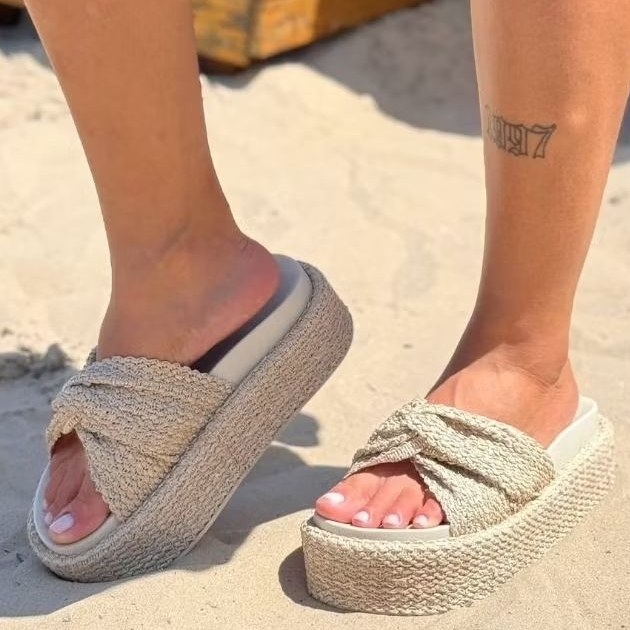 Tamanco Flatform Alto Papete Tratorada Moda Blogueira 2025 Estilo Farm