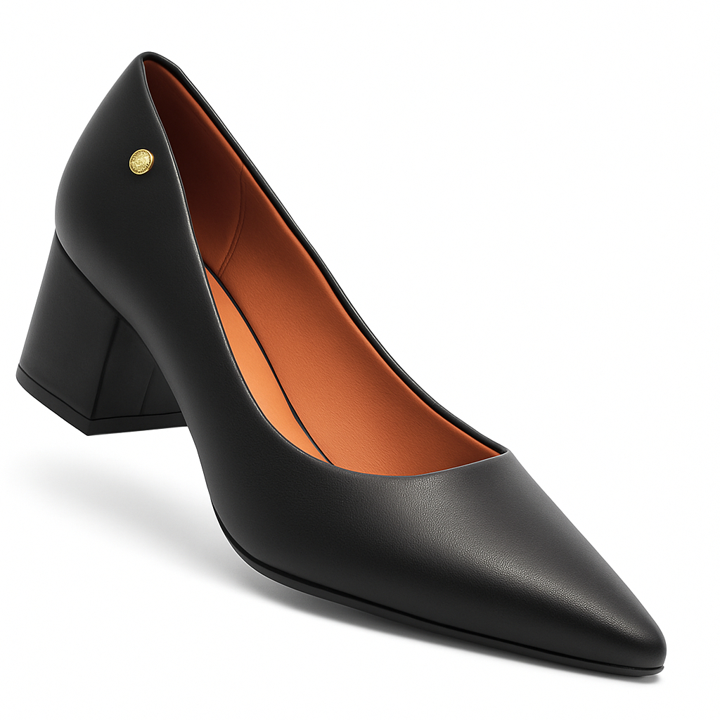 Scarpin Vizzano Salto Médio Bloco Sapato Confortável Preto 1220.315