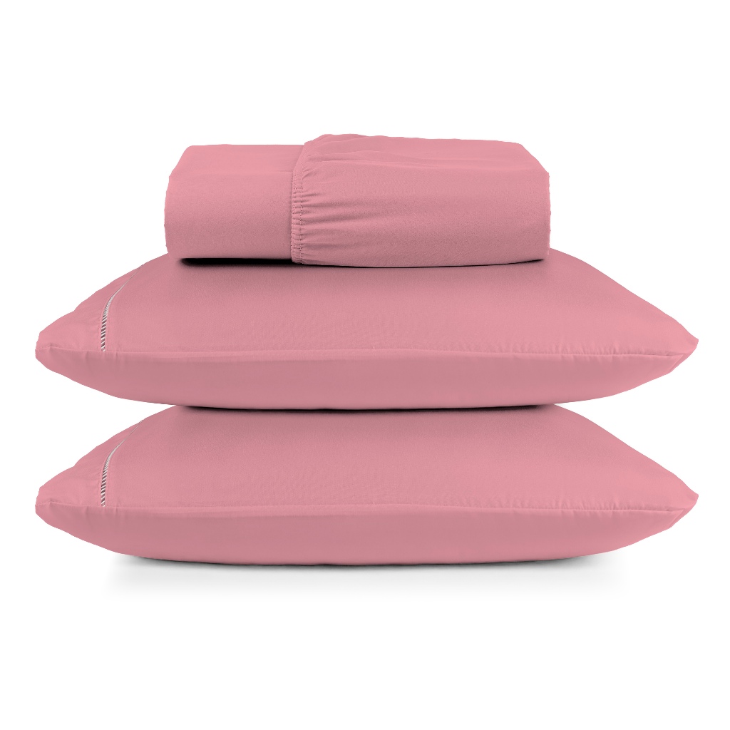 Jogo De Lençol Berço Solteiro Casal Queen King  400 Fios Micropercal Acetinado Peletizado Com Ponto Palito 02 e 03 Peças