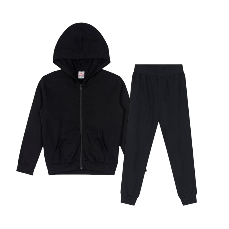 Conjunto Moletom Infantil Inverno Completo Capuz Zíper + Calça Super Quentinho e Confortável — imagem 2 de 2