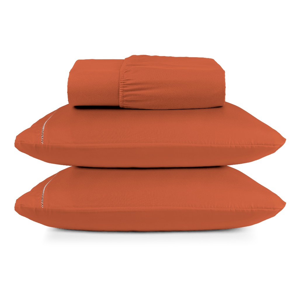 Jogo De Cama Box Micropercal 400 Fios com Fronhas Ponto Palito 02 e 03 Peças Berço Solteiro Casal Queen e King