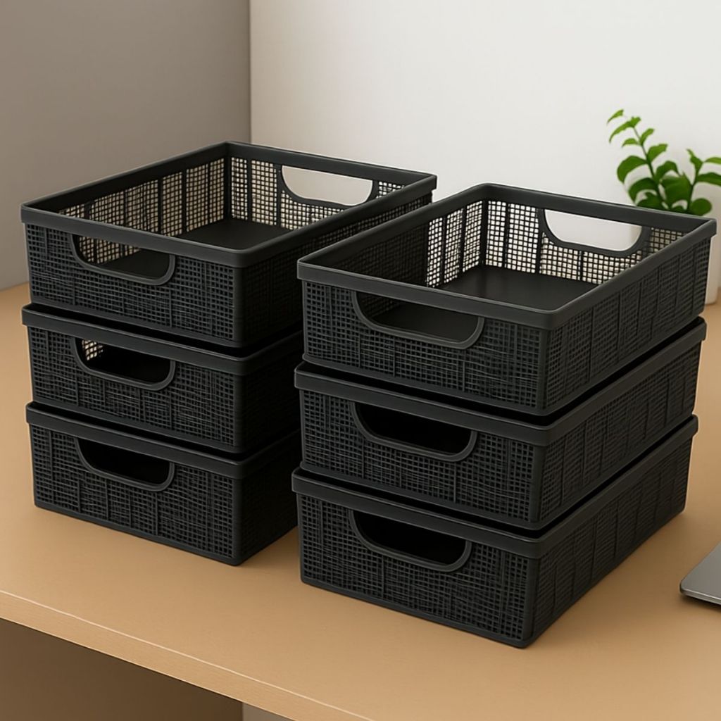 Kit 6 Cestos Organizador Reforçados 5,2 Litros Lavanderia Armário Cozinha Banheiro Multius...