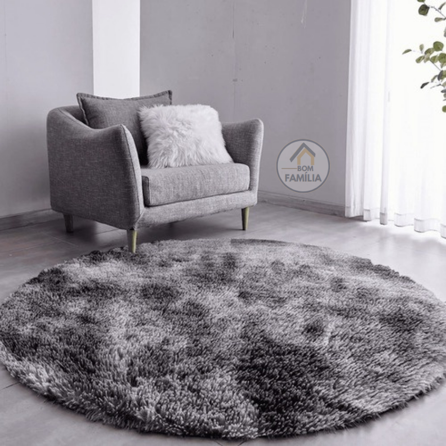 Tapete Redondo Felpudo Peludo Shaggy Grande 100×100 Sala Cozinha Quarto