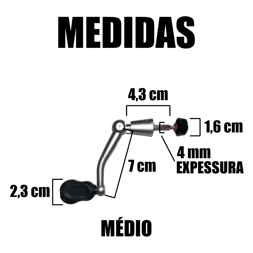 Manivela Bracinho Dobrável Cabo Universal P/ Molinete - Médio em Oferta na Shopee