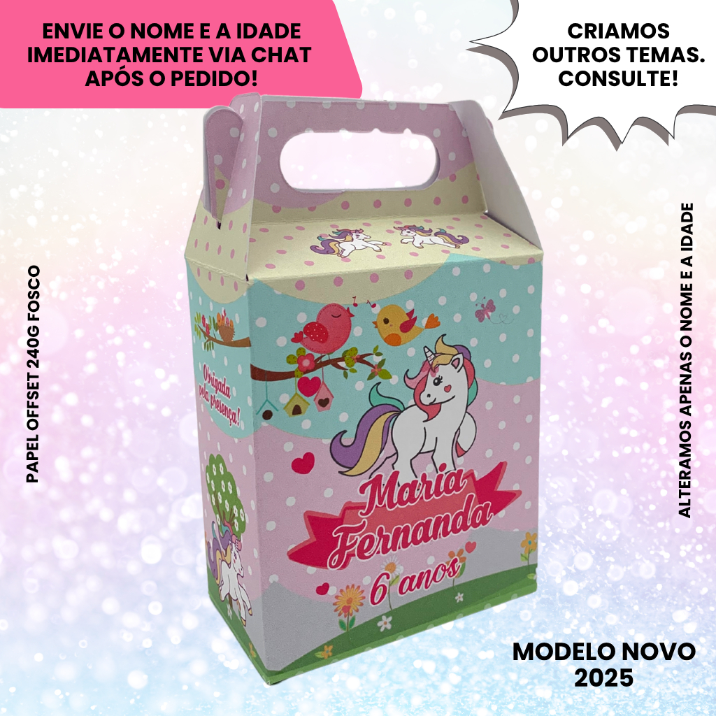 Kit Caixinha Maletinha Surpresa Personalizada Unicornio Jardim Aniversario Lembrancinha Infantil