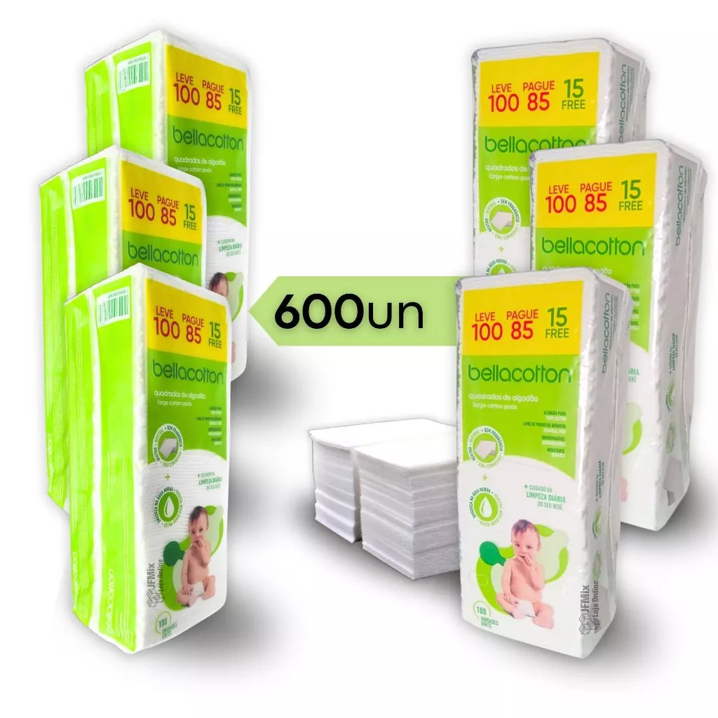 Lenço De Algodão Quadrado Descartável Bellacotton 600 Unid