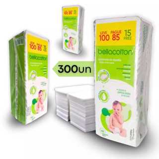 Lenço De Algodão Quadrado Descartável Bellacotton 300 Unid em Oferta na Shopee