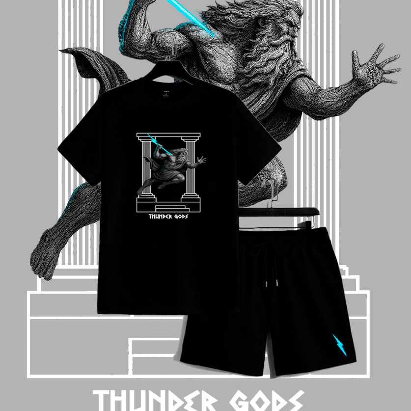 Kit Camiseta 30.1 e Short Tectel Conjunto Thunder Gods Urbans Life Masculino Lançamento Promoção em Oferta na Shopee