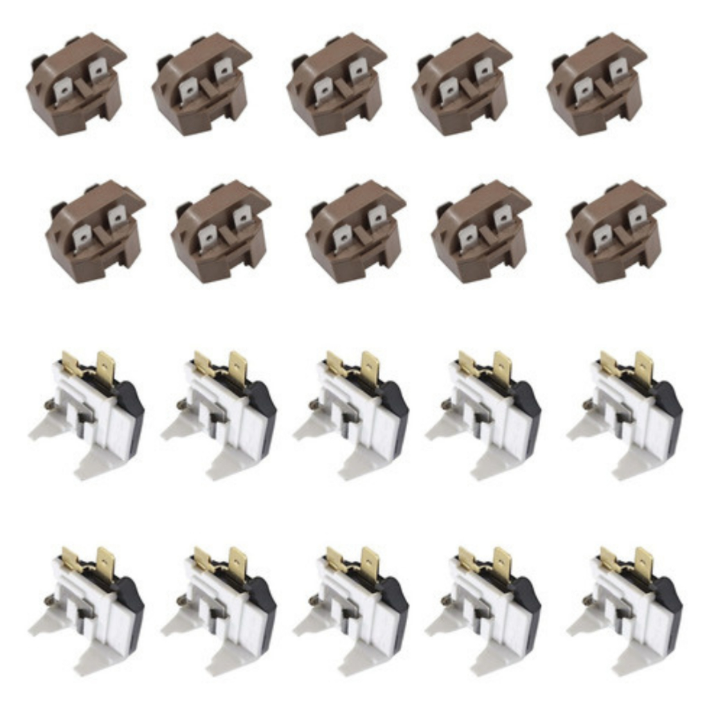 Kit 10 Rele PTC e Protetor Termico 110v 127v Universal 1/4 1/5 1/6 1/8 1/10HP Para Motor de Geladeira Bebedouros Freezer