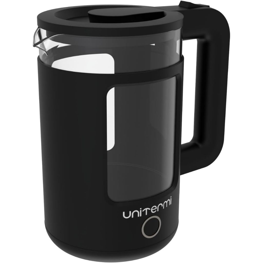 Chaleira Elétrica Inox e Vidro Aquece Agua Rápido Desligamento Automático 1,5L 110V Unitermi (PRETA) em Oferta na Shopee