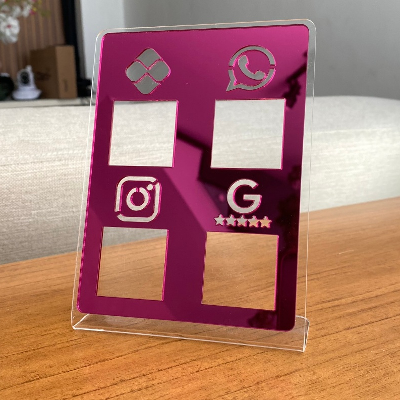 Placa Pix Display Mesa Balcão PIX Zap Instagram Google Negócios Quadrupla 4 em 1