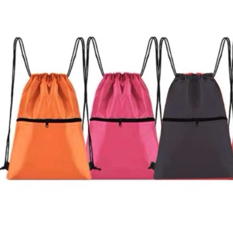 Saco Mochila Esportiva De Nylon Academia Simples Zíper em Oferta na Shopee