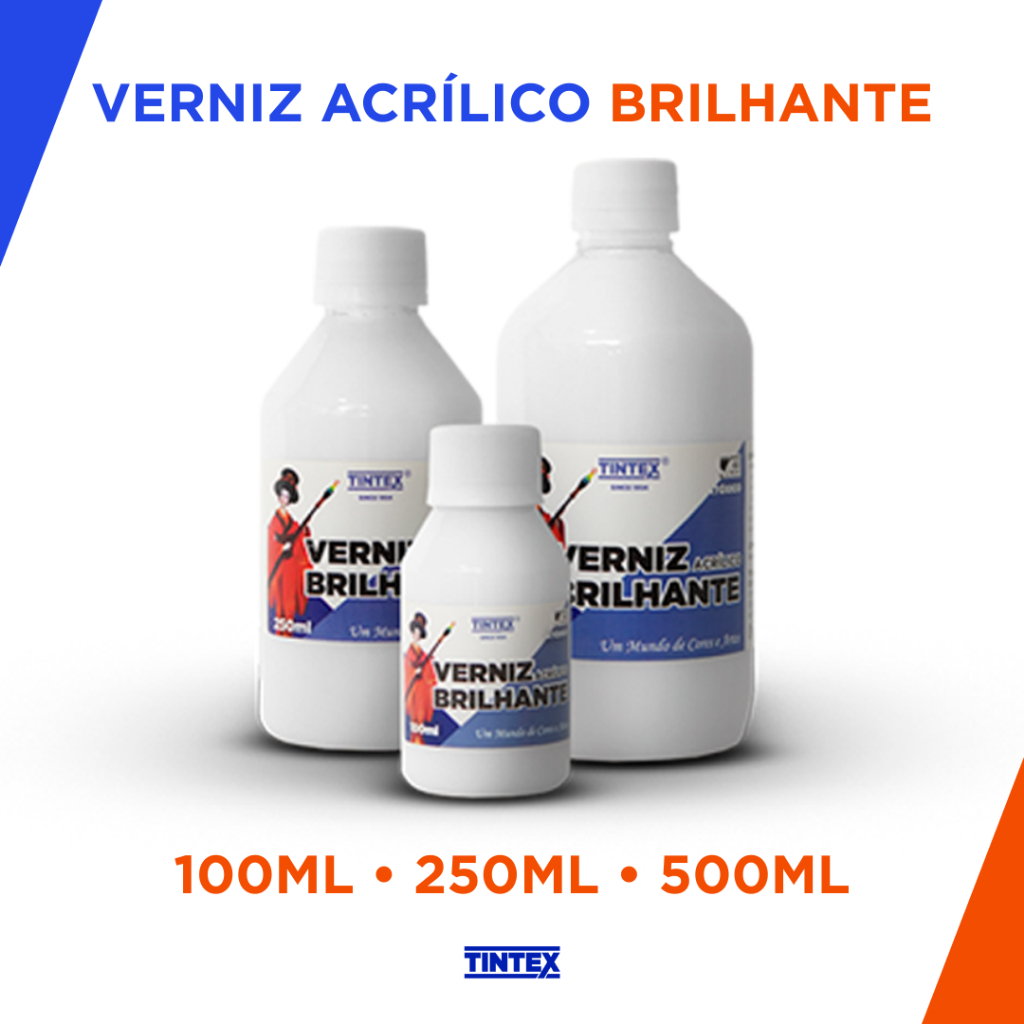 Verniz Acrílico Brilhante - 100ml, 250ml e 500ml | TINTEX em Oferta na Shopee
