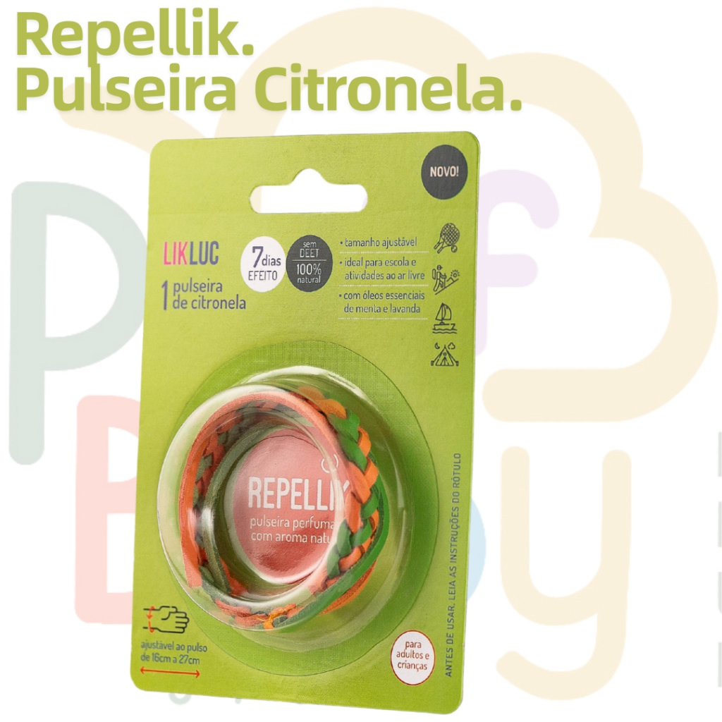 Pulseira Repelente de Mosquito com Citronela duração 7 Dias e Tres Opções de Cor