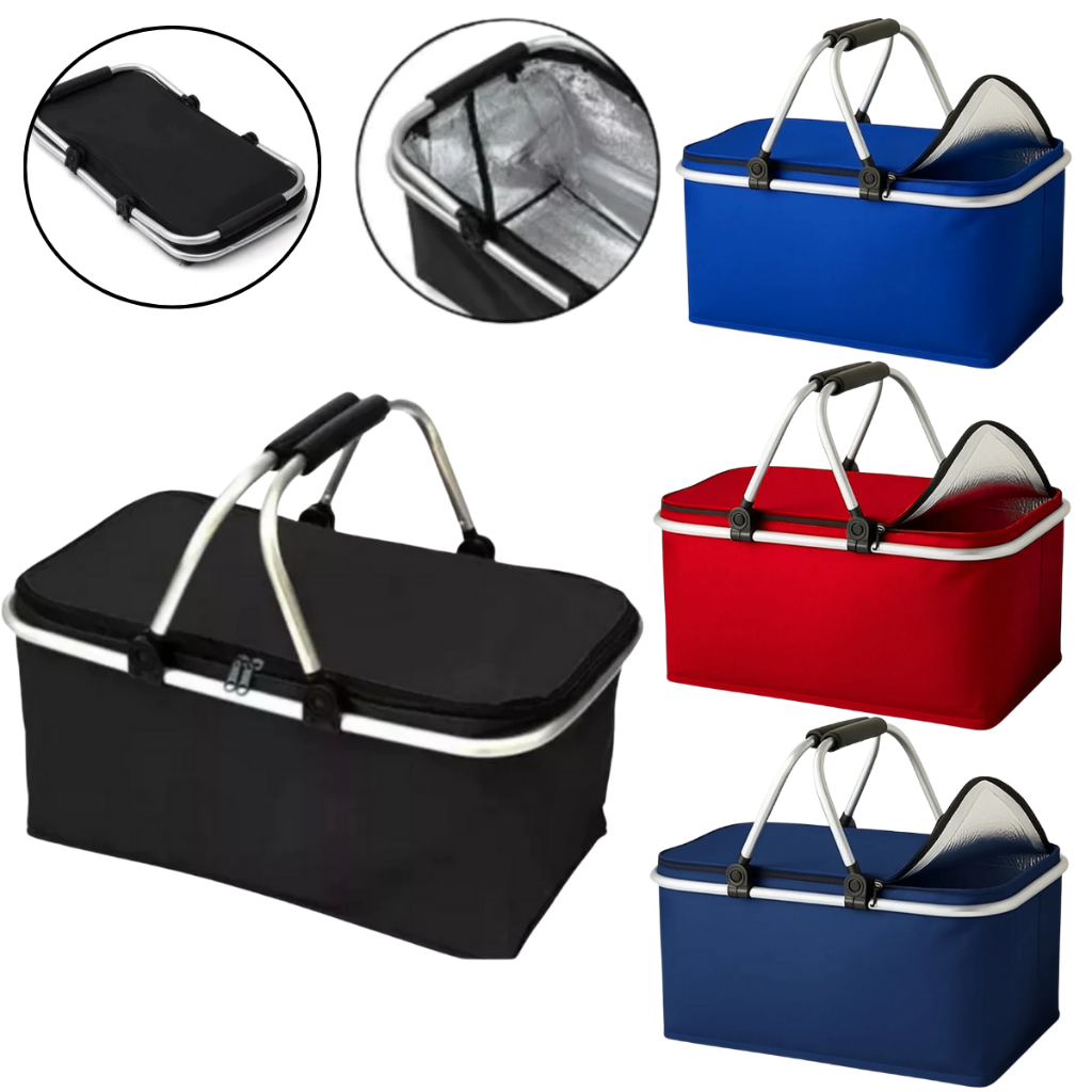 Cesta Térmica 30 Litros Bolsa Piquenique Dobrável Cooler Praia Lanche Camping Picnic