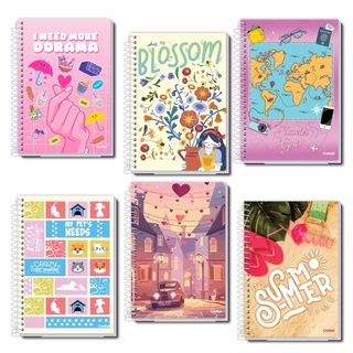 Caderno Espiral Capa Dura 200 Folhas Pequeno 1/4 Capa Feminina My Collection Credeal