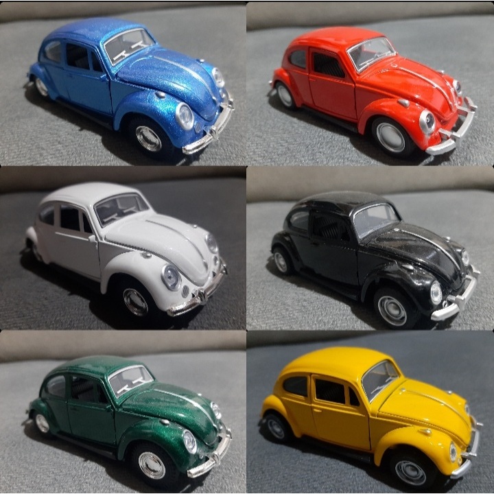 Miniatura Fusca 6 Carrinhos de metal - Colecionavel - Abre Portas - A friccao