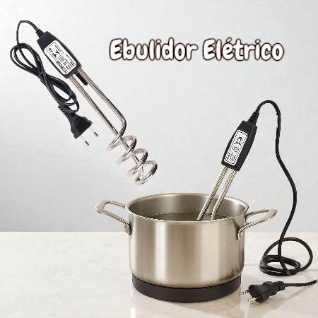 Ebulidor Elétrico Mergulhao Rabo Quente 127V ou 220V Rabo Quente 500W Ferve Água Rápido