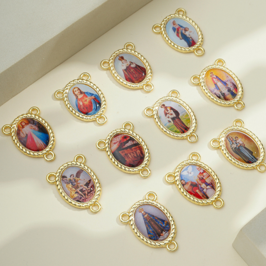 Kit 15 Entremeios Resinados Com Imagem Escolha o Santo Para Montagem De Terço Religioso Católico em Oferta na Shopee