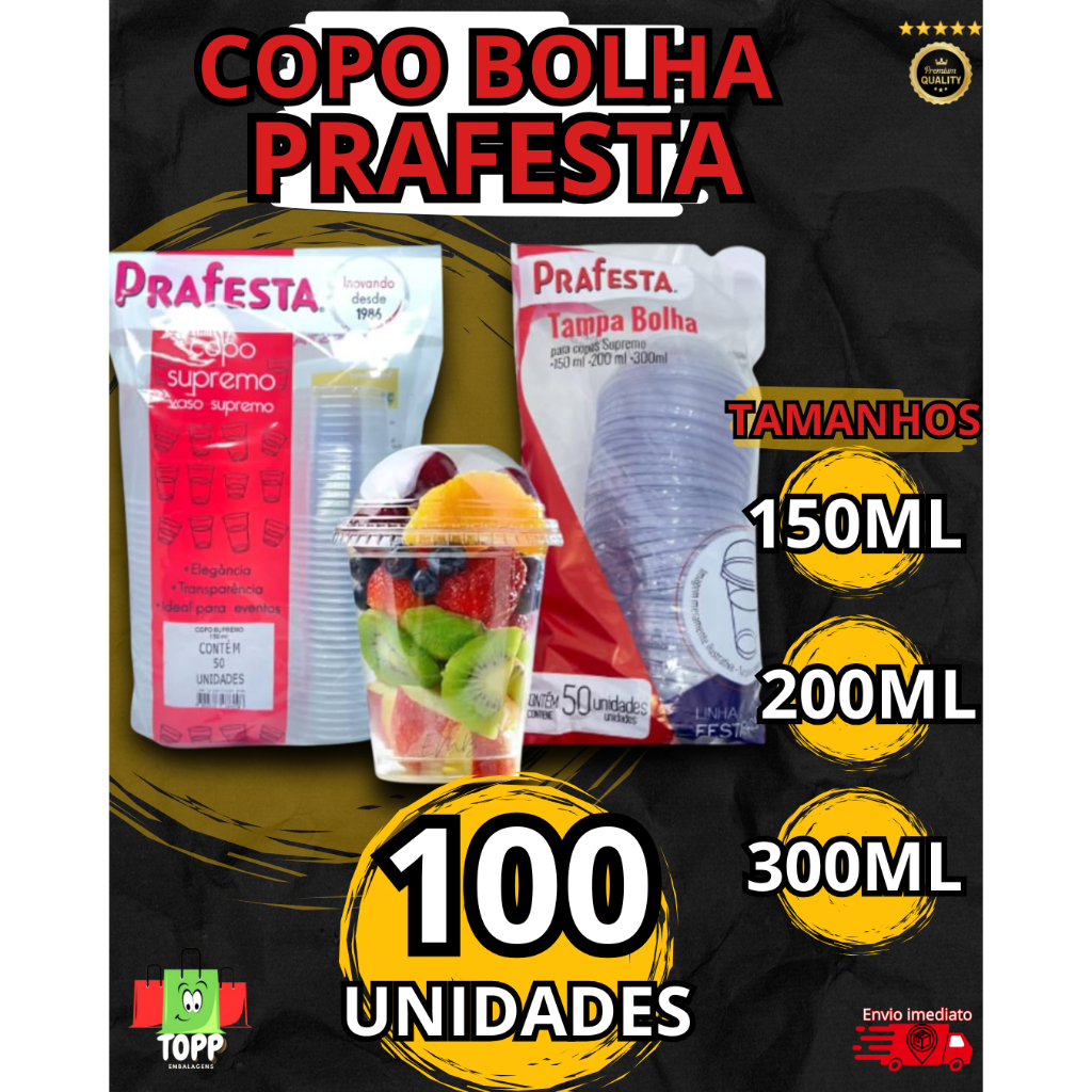 COPO COM TAMPA SEM FURO PARA DOCES , BOLO , ACAI 150ML 200ML 300ML MARCA PRAFESTA — imagem 2 de 2