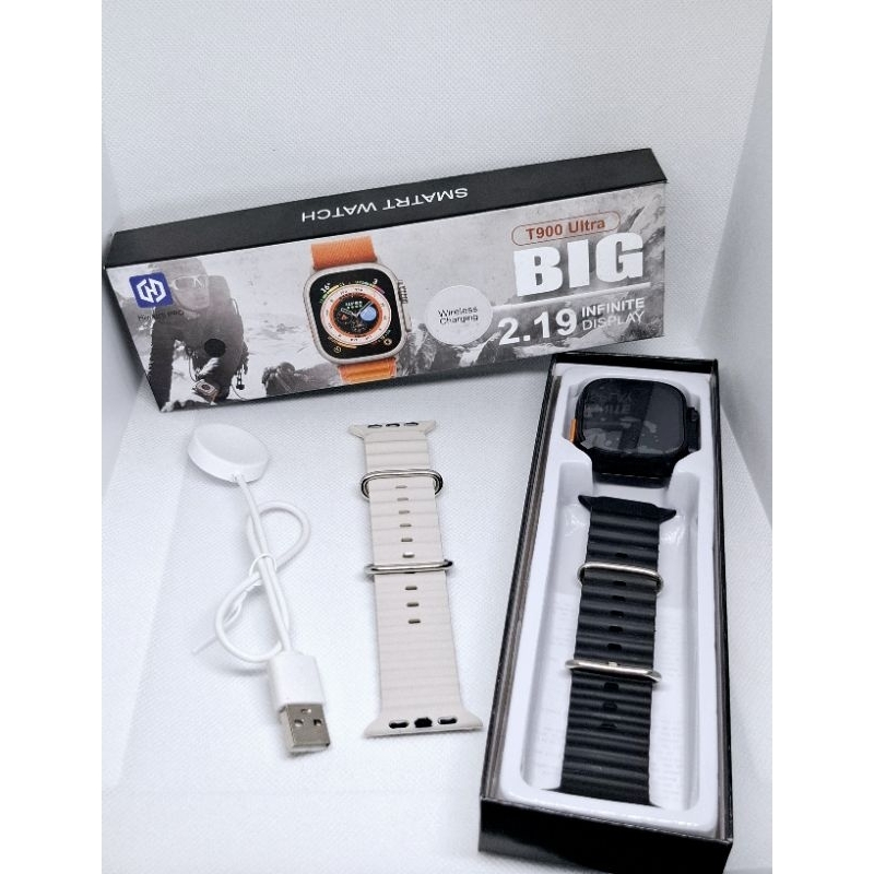 Relógio Smartwatch Ultra T900 Big Tela 2.09 Digital Caixa Alumínio Pulseira Preta mas Pulseira Extra