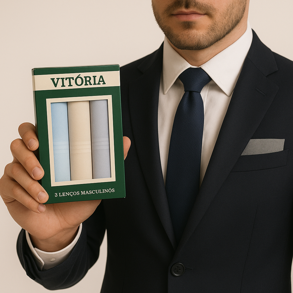 Lenços Elegância Masculina – 3 / 6 ou 9 Lenços de Bolso Presidente Vitoria com Cores Sortidas Coloridas e Branca Lenços Elegância Masculina – 3 / 6 ou 9 Lenços de Bolso Presidente Vitoria com Cores Sortidas Coloridas e Branca