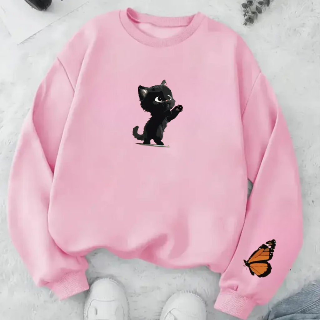 Moletom Feminino 100% Algodão Casaco Estampado Em Dtf Super Confortável Estampa Divertida