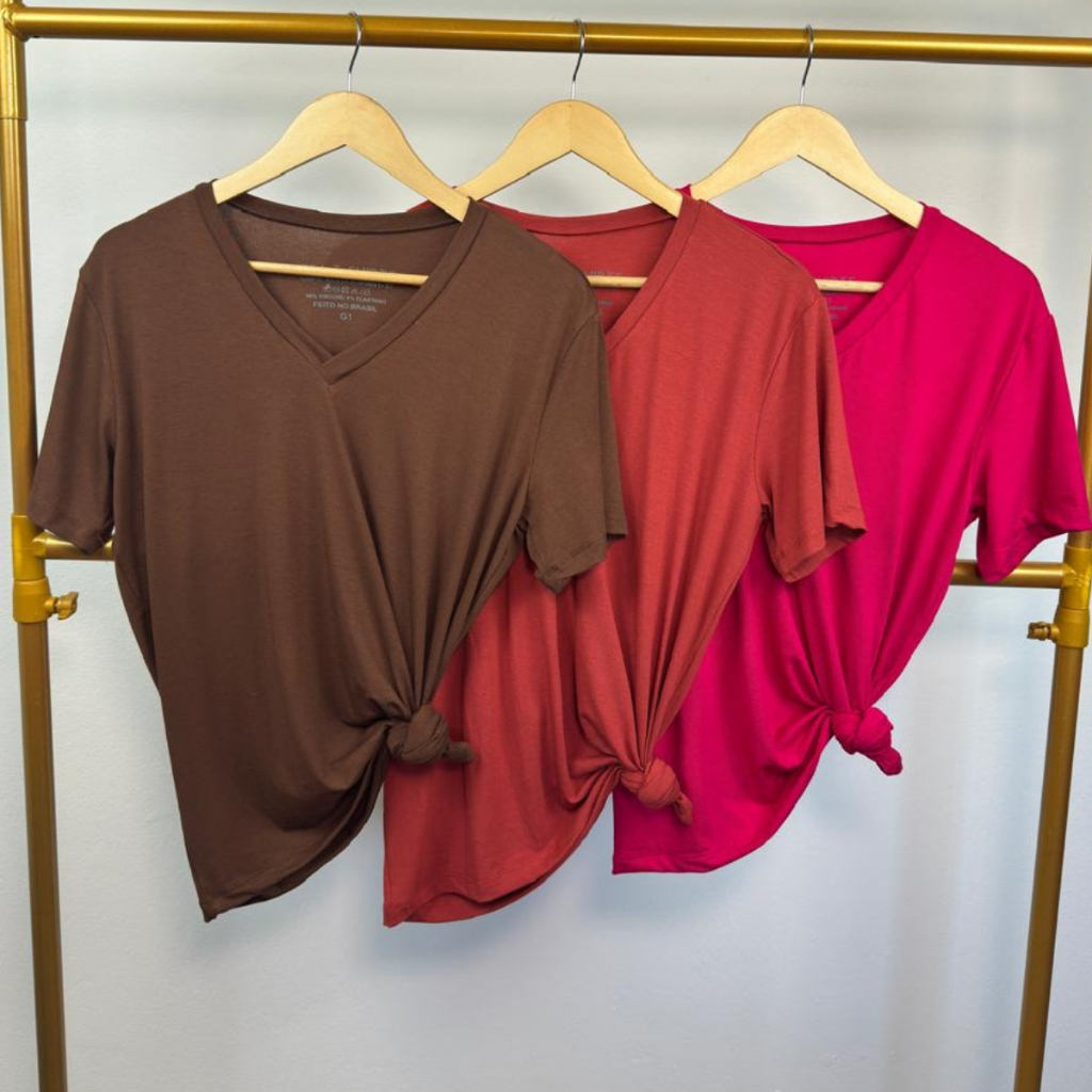Kit 3 Gola V Feminina Camiseta Viscolycra Plus Size Blusa T-shirt Básica em Oferta na Shopee