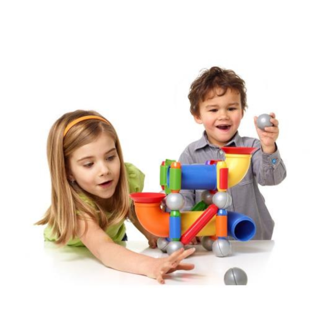Brinquedo magnético Click and Roll pistas de bolinhas educativo coordenação motora criatividade 3+