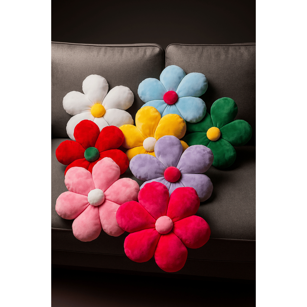 Kit 5 Almofada Flor De Pelúcia Margarida Decoração sofá Sala Quarto Bebê em Oferta na Shopee