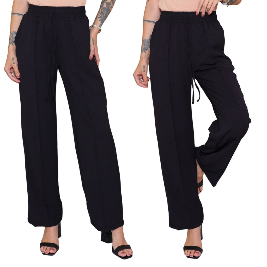 Calça Pantalona Duna com Bolso - Cintura Alta Tecido Premium 2025