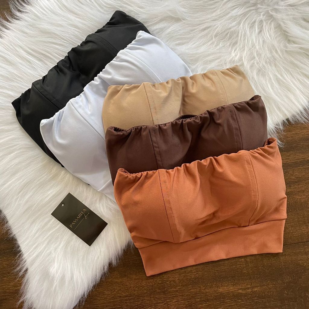 Cropped Feminino Top Faixa Tomara que Caia com Bojo Tecido Duplo Suplex Premium Envio em 24 Horas em Oferta na Shopee