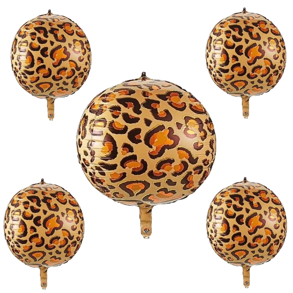 Kit 5 Balão Metalizado Redondo Estampa Onça Tema Safari 35cm em Oferta na Shopee