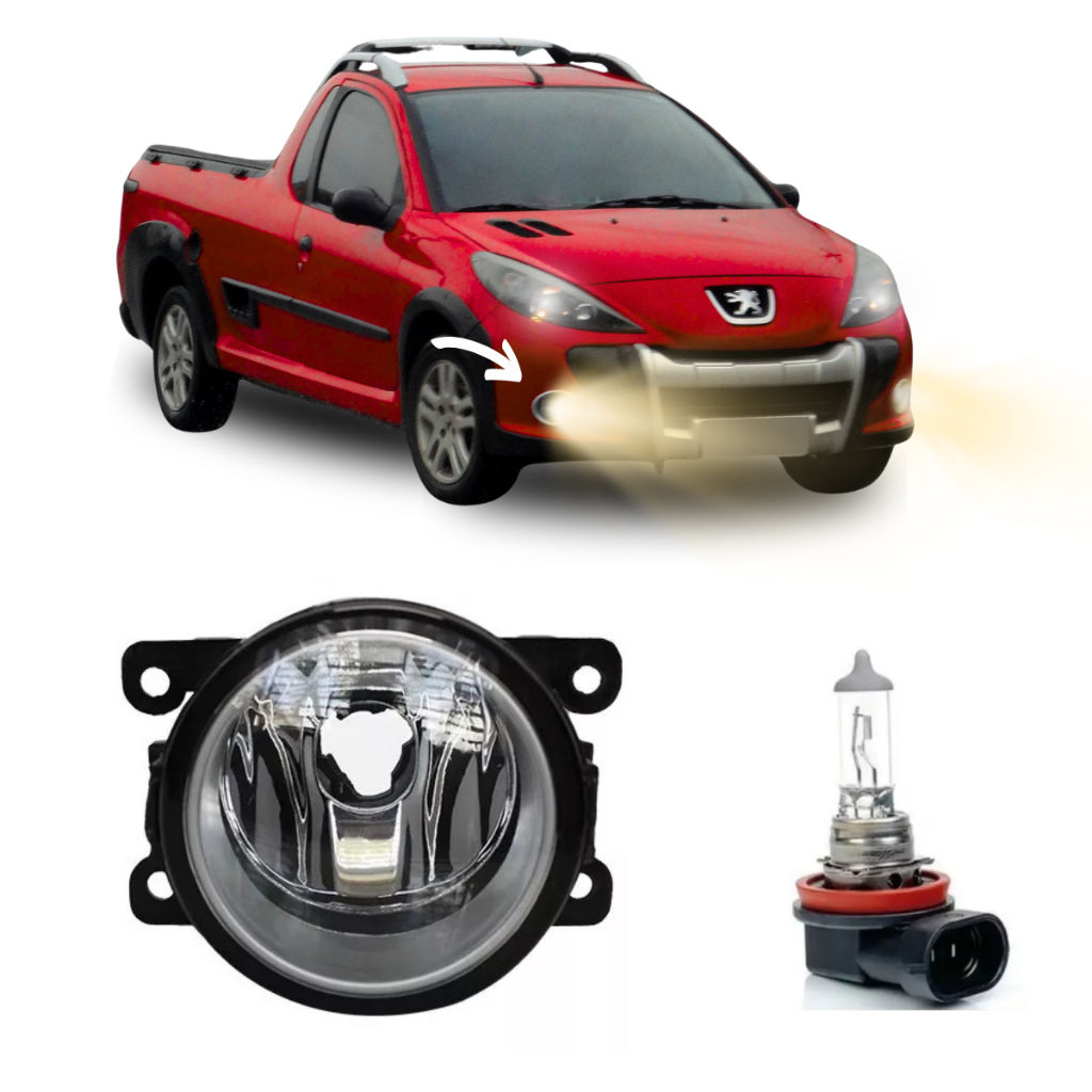 Farol de Milha Auxiliar Peugeot Hoggar 2010 2011 2012 2013 2014 Escapade X‑Line XR + Lente Vidro H11