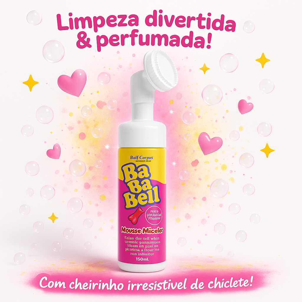 Bababell Mousse Micelar Skin Care 150ml – Limpeza Suave, Refrescante e Hidratante para o Rosto