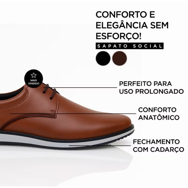Sapato Casual Social Masculino – Elegância e Conforto para o Dia a Dia