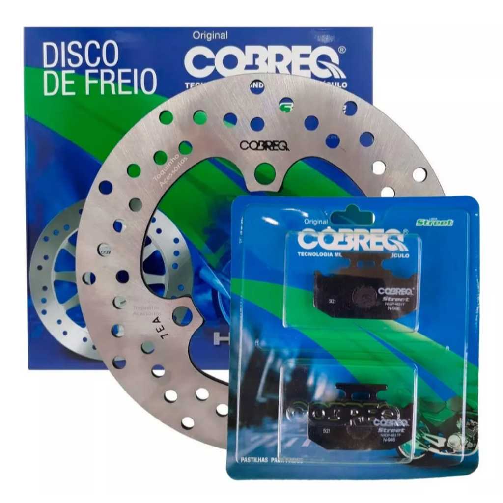 Disco Freio Traseiro + Pastilha Yamaha Xtz 150 Crosser c/Abs 2019 2020 2021 2022 2023 Cobreq Origina