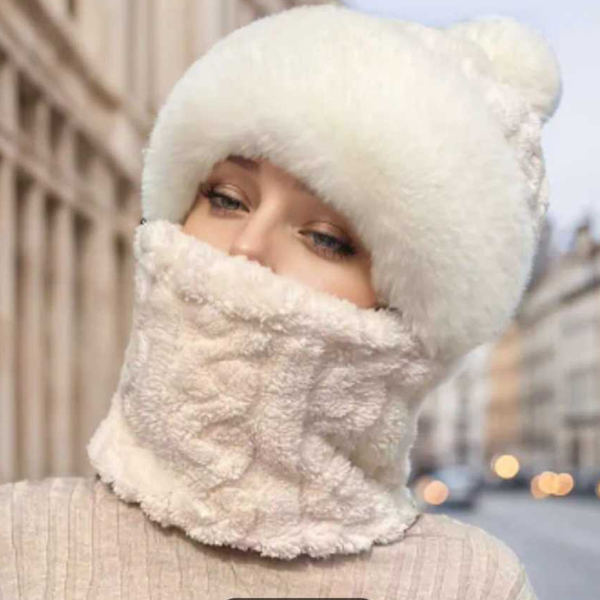 Touca 2 em 1, gorro com cachecol, protege cabeça, rosto e pescoço. em Oferta na Shopee