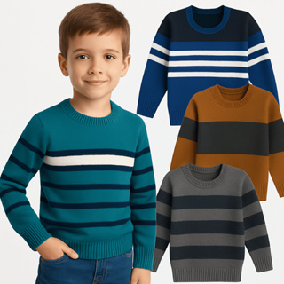 Kit 3, 2, ou 1unid Suéter Infantil Tricô Menino masculino Tam 1 ao 8 Cores Variadas Quentinho Conf em Oferta na Shopee