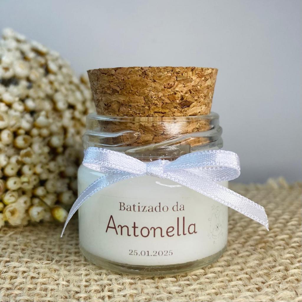 Mini Vela Aromática Personalizada – Lembrancinha de Batizado, Aniversário, Casamento e Nascimento
