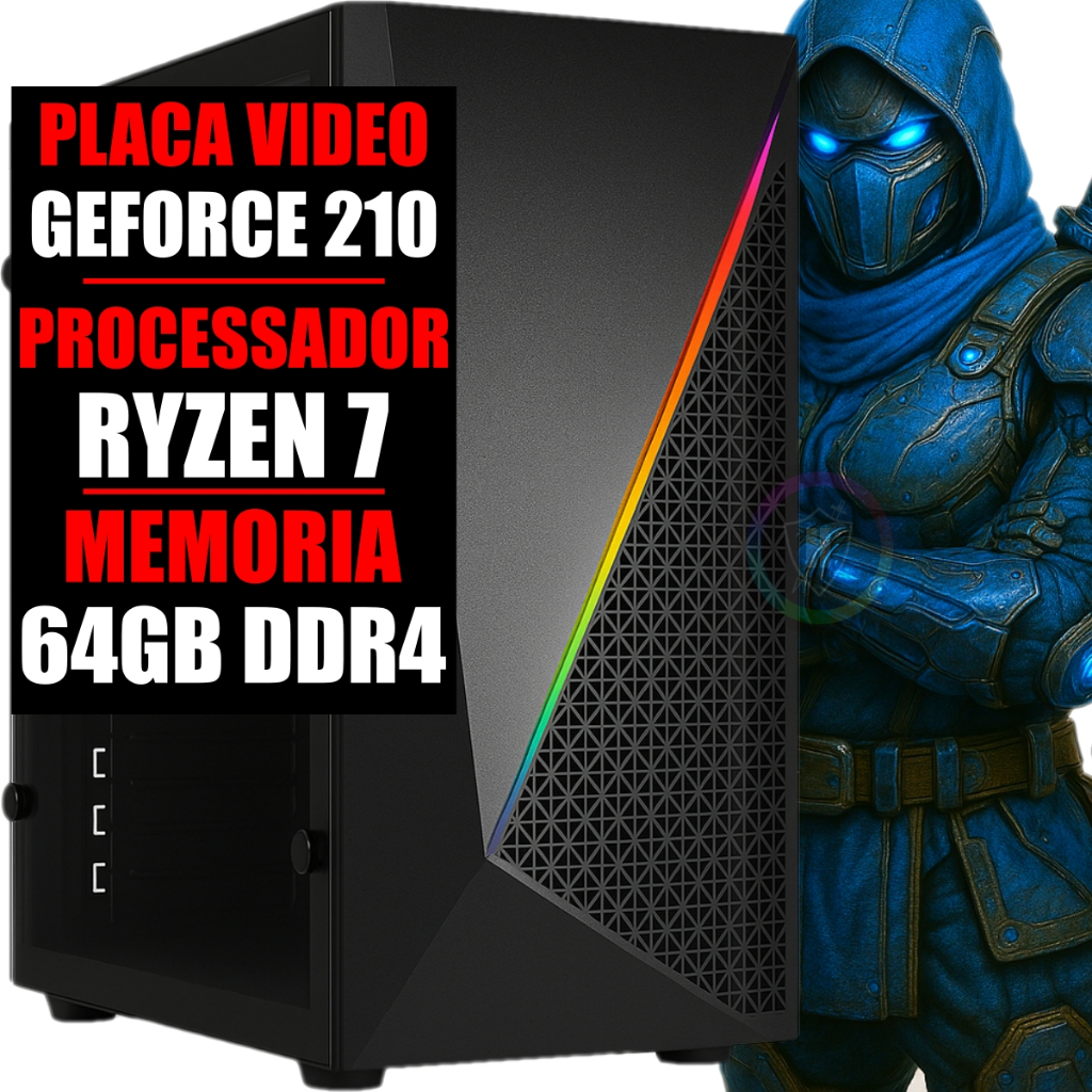 Pc Gamer Ddr4 Ryzen 7 / 64gb Ram / GeForce 210 / Ssd 480gb